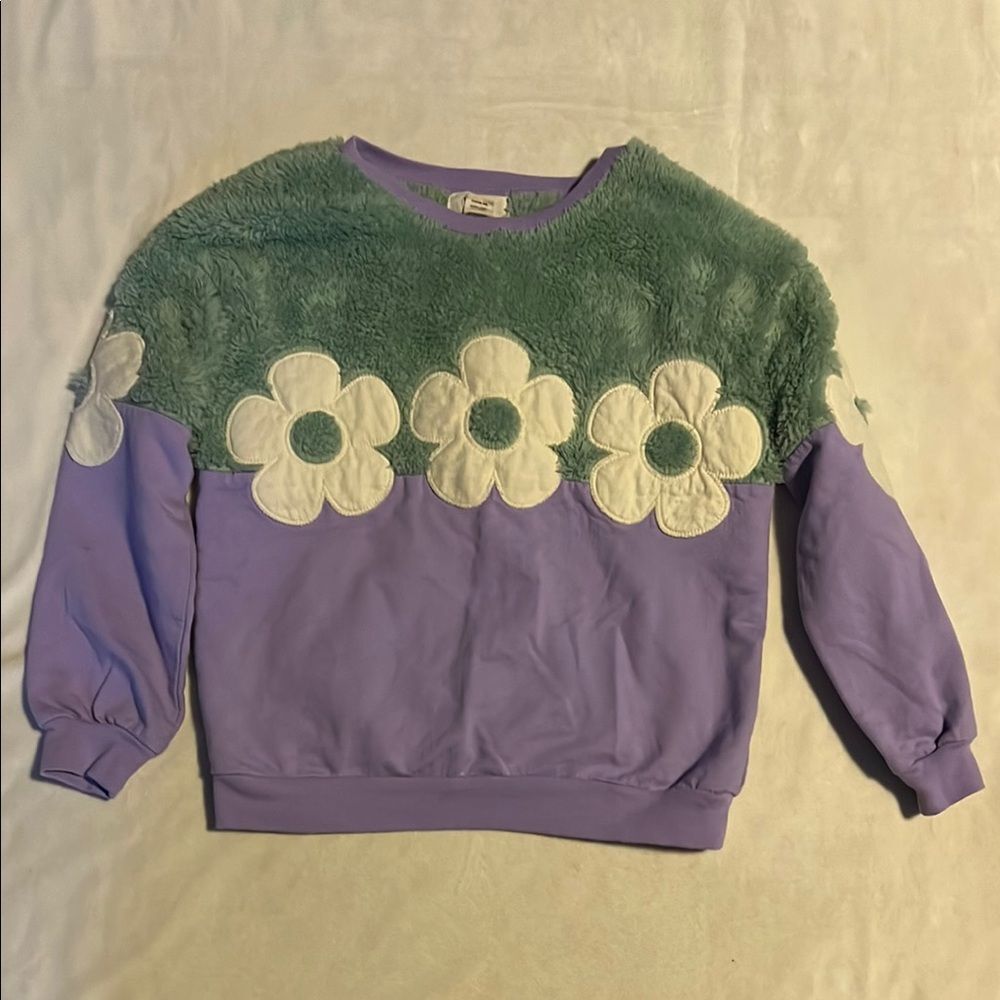 Peek Green and Purple Kids Sweatshirt with Floral Design